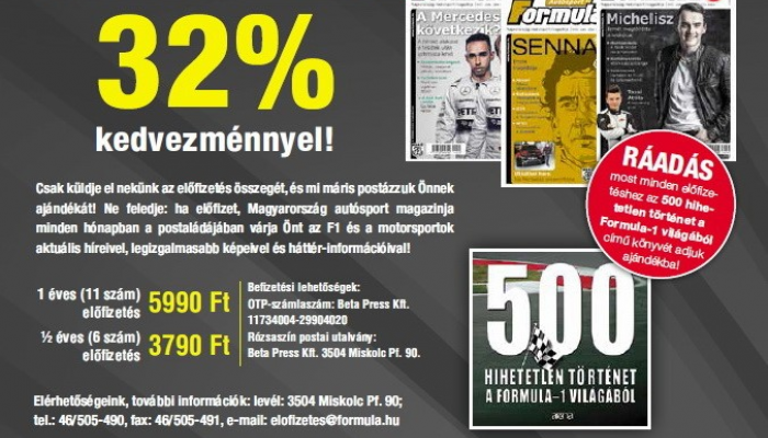 Autósport és Formula Magazin ELŐFIZETÉSI AKCIÓ!